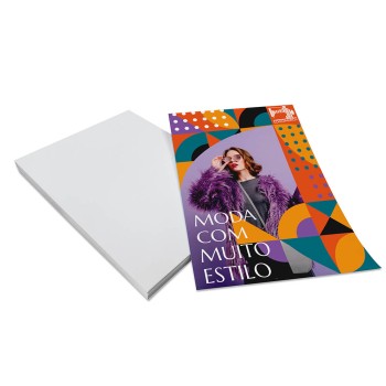 PANFLETOS, FLYERS E FOLHETOS COUCHÊ 90G SEM VERNIZ 150X105MM Colorido frente - 100 un.