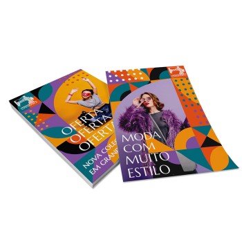 PANFLETOS, FLYERS E FOLHETOS COUCHÊ 90G SEM VERNIZ 150X105MM Colorido frente e verso - 100 un.