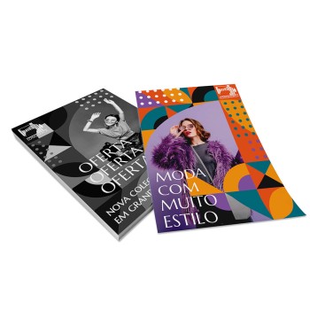 PANFLETOS, FLYERS E FOLHETOS COUCHÊ 90G SEM VERNIZ 150X105MM Colorido frente e preto e branco verso - 100 un.