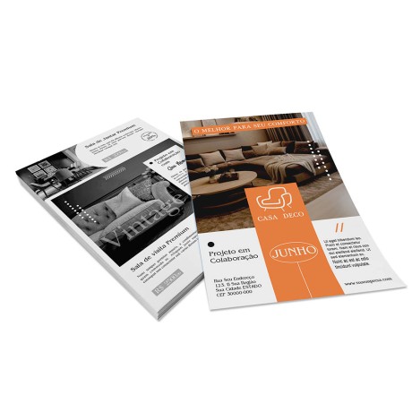PANFLETOS, FLYERS E FOLHETOS COUCHÊ 90G SEM VERNIZ 300X210MM Colorido frente e preto e branco verso - 200 un.