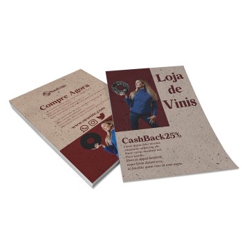 PANFLETOS, FLYERS E FOLHETOS RECICLATO 90G 150X210MM Colorido frente e verso - 200 un.