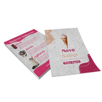 PANFLETOS, FLYERS E FOLHETOS RECICLATO 90G 150X210MM Colorido frente e verso - 100 un.