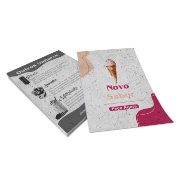PANFLETOS, FLYERS E FOLHETOS RECICLATO 90G 150X210MM Colorido frente e preto e branco verso - 100 un.