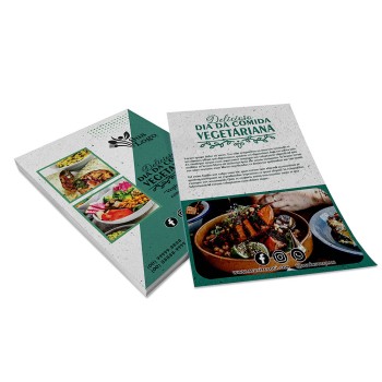 PANFLETOS, FLYERS E FOLHETOS RECICLATO 90G 300X420MM Colorido frente e verso - 200 un.
