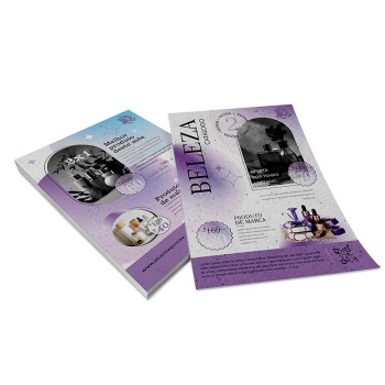 PANFLETOS, FLYERS E FOLHETOS RECICLATO 90G 300X420MM Colorido frente e verso - 100 un.