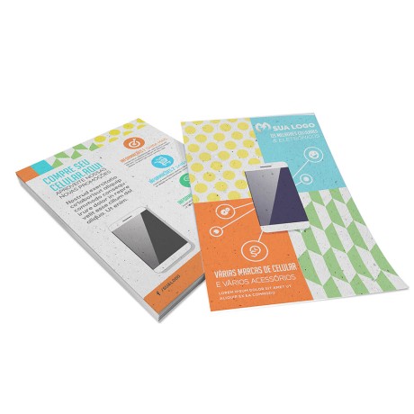 PANFLETOS, FLYERS E FOLHETOS RECICLATO 90G SEM VERNIZ 105X150MM Colorido frente e verso - 500 un.