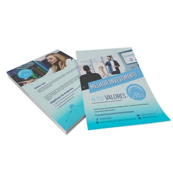 PANFLETOS, FLYERS E FOLHETOS RECICLATO 90G SEM VERNIZ 210X300MM Colorido frente e verso - 500 un.