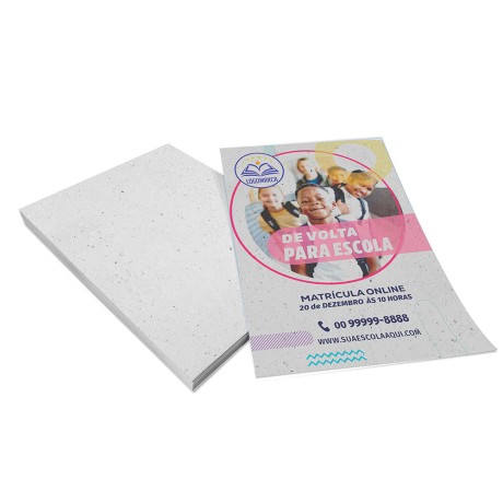 PANFLETOS, FLYERS E FOLHETOS RECICLATO 90G SEM VERNIZ 210X300MM Colorido frente - 1000 un.