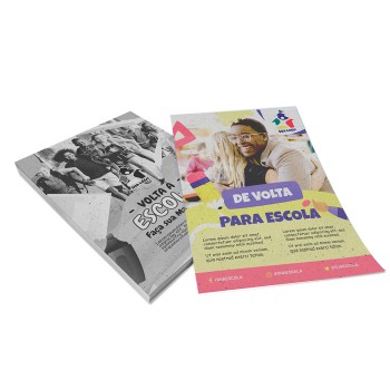 PANFLETOS, FLYERS E FOLHETOS RECICLATO 90G SEM VERNIZ 300X420MM Colorido frente e preto e branco verso - 500 un.