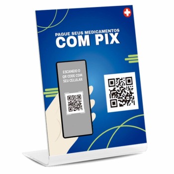 PLACA DE QR CODE PIX ACRÍLICO 3MM 150X210MM Colorido frente - 5 un.
