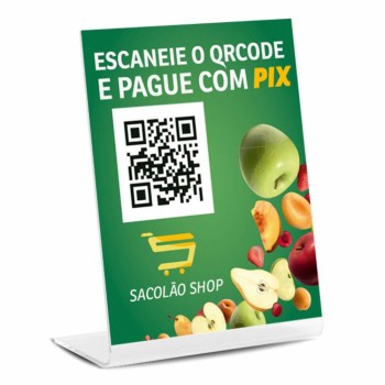 PLACA DE QR CODE PIX ACRÍLICO 3MM 150X210MM Colorido frente - 25 un.