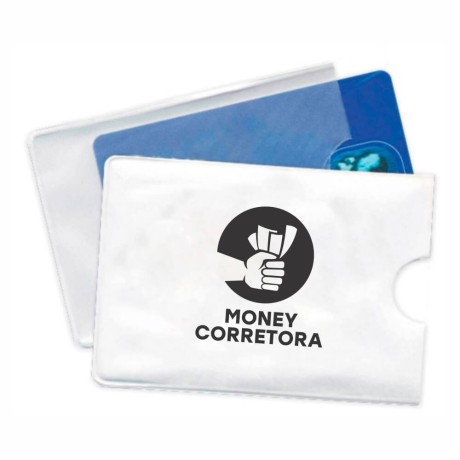 PORTA DOCUMENTOS CARTÃO MAGNÉTICO BRANCO Preto e branco frente - 100 un.