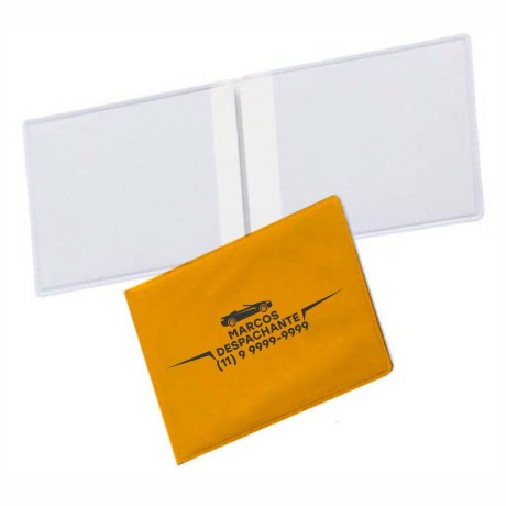 PORTA DOCUMENTOS DUPLO HORIZONTAL AMARELO Preto e branco frente - 300 un.