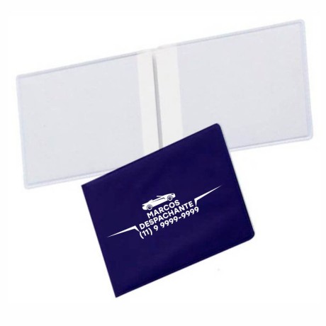 PORTA DOCUMENTOS DUPLO HORIZONTAL AZUL Preto e branco frente - 300 un.