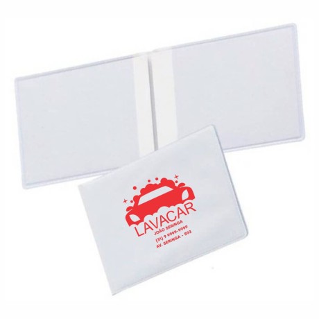PORTA DOCUMENTOS DUPLO HORIZONTAL BRANCO Preto e branco frente - 100 un.