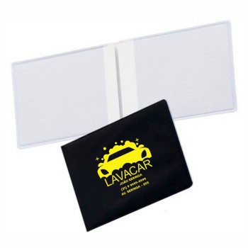 PORTA DOCUMENTOS DUPLO HORIZONTAL PRETO Preto e branco frente - 100 un.