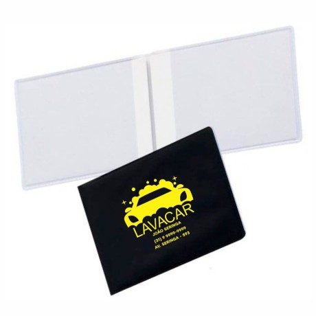 PORTA DOCUMENTOS DUPLO HORIZONTAL PRETO Preto e branco frente - 100 un.