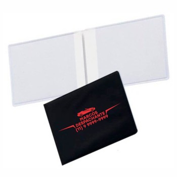 PORTA DOCUMENTOS DUPLO HORIZONTAL PRETO Preto e branco frente - 300 un.