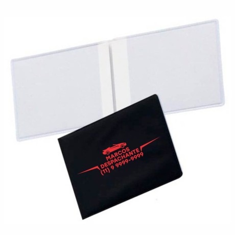 PORTA DOCUMENTOS DUPLO HORIZONTAL PRETO Preto e branco frente - 300 un.