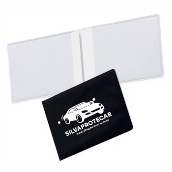 PORTA DOCUMENTOS DUPLO HORIZONTAL PRETO Preto e branco frente - 200 un.