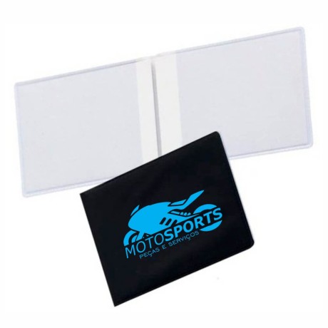 PORTA DOCUMENTOS DUPLO HORIZONTAL PRETO Preto e branco frente - 1000 un.