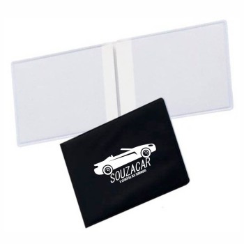 PORTA DOCUMENTOS DUPLO HORIZONTAL PRETO Preto e branco frente - 500 un.