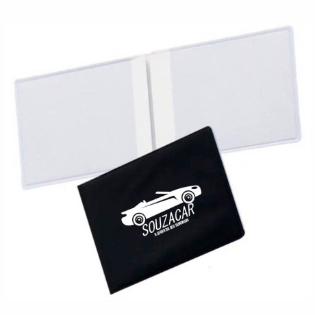 PORTA DOCUMENTOS DUPLO HORIZONTAL PRETO Preto e branco frente - 500 un.