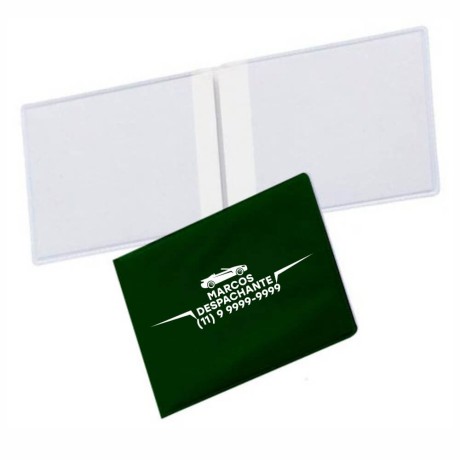 PORTA DOCUMENTOS DUPLO HORIZONTAL VERDE Preto e branco frente - 300 un.