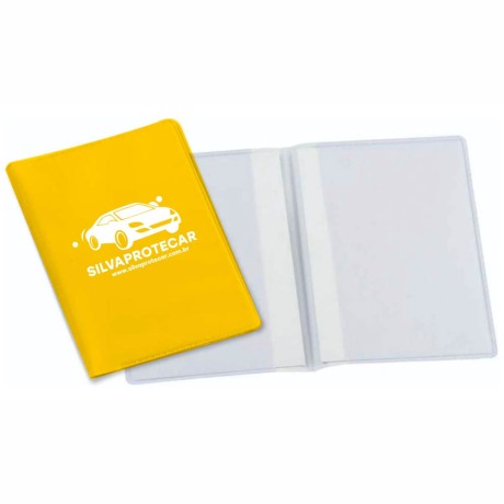 PORTA DOCUMENTOS DUPLO VERTICAL AMARELO Preto e branco frente - 200 un.