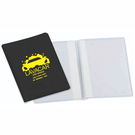 PORTA DOCUMENTOS DUPLO VERTICAL PRETO Preto e branco frente - 100 un.