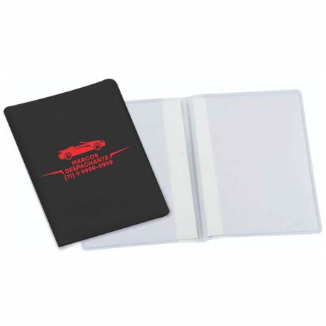 PORTA DOCUMENTOS DUPLO VERTICAL PRETO Preto e branco frente - 300 un.