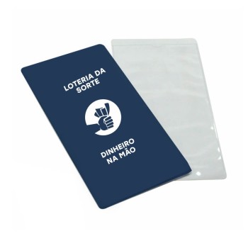 PORTA DOCUMENTOS VOLANTES DE LOTERIA AZUL Preto e branco frente - 100 un.