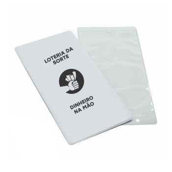 PORTA DOCUMENTOS VOLANTES DE LOTERIA BRANCO Preto e branco frente - 100 un.
