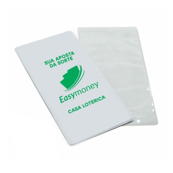PORTA DOCUMENTOS VOLANTES DE LOTERIA BRANCO Preto e branco frente - 300 un.