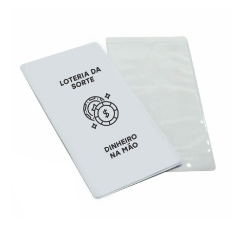 PORTA DOCUMENTOS VOLANTES DE LOTERIA BRANCO Preto e branco frente - 5000 un.