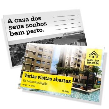 POSTAIS COUCHÊ 250G VERNIZ UV TOTAL F 180X98MM Colorido frente e preto e branco verso - 2000 un.