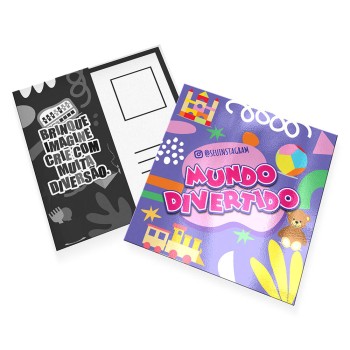 POSTAIS COUCHÊ 250G VERNIZ UV TOTAL F 90X98MM Colorido frente e preto e branco verso - 5000 un.