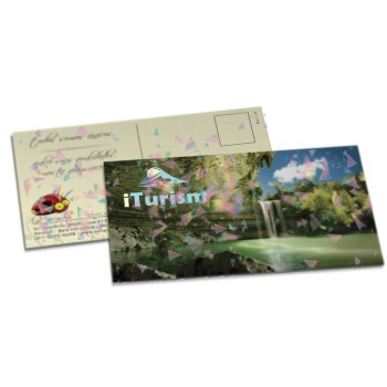 POSTAIS COUCHÊ 275G LAMINAÇÃO HOLOGRÁFICA FR E VR 182X102MM Colorido frente e verso - 50 un.