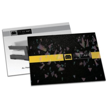 POSTAIS COUCHÊ 275G LAMINAÇÃO HOLOGRÁFICA FRENTE 182X153MM Colorido frente e preto e branco verso - 50 un.