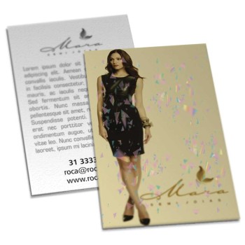 POSTAIS COUCHÊ 275G LAMINAÇÃO HOLOGRÁFICA FRENTE 91X153MM Colorido frente e preto e branco verso - 100 un.