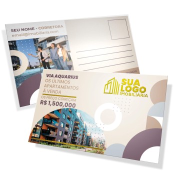 POSTAIS COUCHÊ 300G LAM FOSCA E HOT STAMPING 180X98MM Colorido frente e verso - 1000 un.