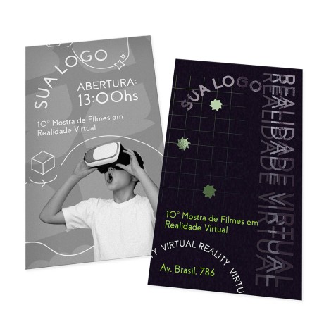 POSTAIS COUCHÊ 300G LAM FOSCA FRENTE E VERNIZ LOCAL FRENTE 90X147MM Colorido frente e preto e branco verso - 1000 un.