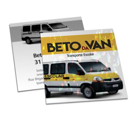 POSTAIS COUCHÊ 300G LAMINAÇÃO HOLOGRÁFICA LAM HOLOGRÁFICA FRENTE 91X102MM Colorido frente e preto e branco verso - 50 un.