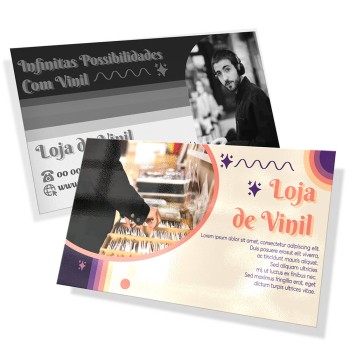 POSTAIS COUCHÊ 300G VERNIZ UV TOTAL FRENTE 180X98MM Colorido frente e preto e branco verso - 2000 un.