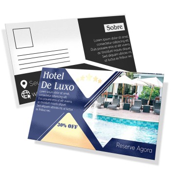 POSTAIS COUCHÊ 300G VERNIZ UV TOTAL FRENTE 180X98MM Colorido frente e preto e branco verso - 5000 un.