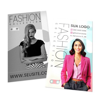 POSTAIS COUCHÊ 300G VERNIZ UV TOTAL FRENTE 90X147MM Colorido frente e preto e branco verso - 2000 un.