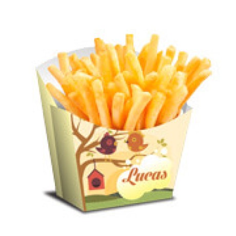 PRODUTOS PARA FESTA CAIXA PARA BATATA FRITA COUCHÊ 275G Colorido frente - 25 un.