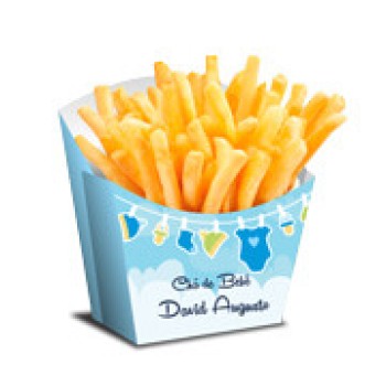 PRODUTOS PARA FESTA CAIXA PARA BATATA FRITA COUCHÊ 300G SEM LAMINAÇÃO E SEM VERNIZ Colorido frente - 250 un.