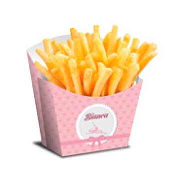 PRODUTOS PARA FESTA CAIXA PARA BATATA FRITA COUCHÊ 300G SEM LAMINAÇÃO E SEM VERNIZ Colorido frente - 100 un.
