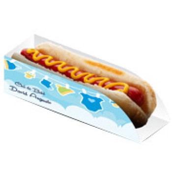 PRODUTOS PARA FESTA EMBALAGEM PARA CACHORRO QUENTE COUCHÊ 300G SEM LAMINAÇÃO E SEM VERNIZ Colorido frente - 250 un.